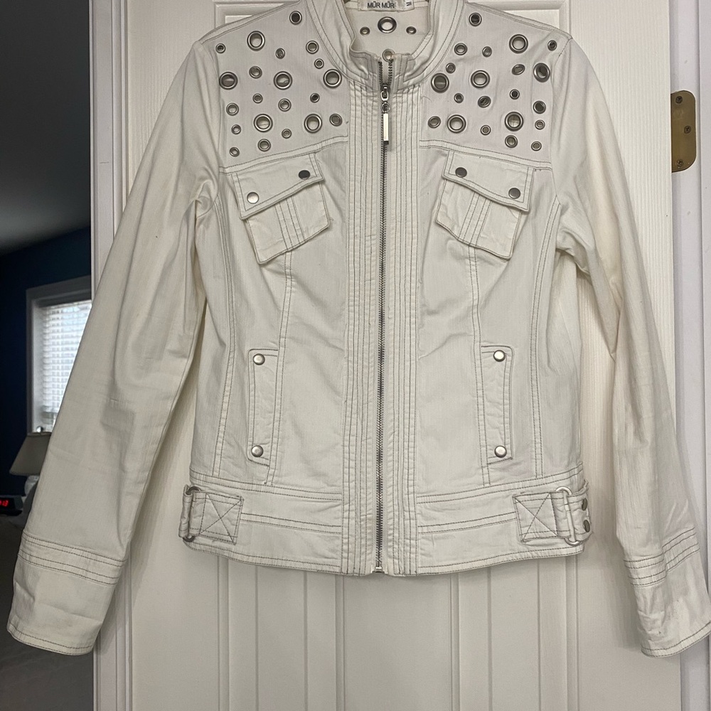 Women's White Studded Utility Jacket
